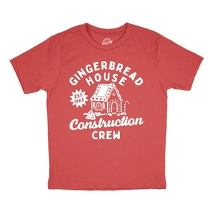 Youth Gingerbread House Construction Crew T Shirt Funny Xmas Treat Joke Tee for - Picture 1 of 8