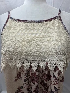 Warehouse One Sleeveless Summer Top Women's Size XL Beige Gray Pink Crochet Boho - Picture 1 of 14