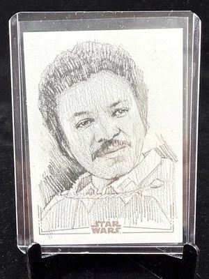 Lando Calrissian Andrew Fry Silver Foil Sketch Card 24 Topps Star Wars Galaxy - Image 1 of 3