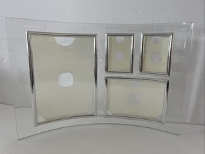 Modern Curved Beveled Glass Collage Picture Frame Holds 4 Pics Small Chip Corner - Picture 1 of 5
