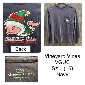 Vineyard Vines Teen Long Sleeve Shirt Elf Whale Merry Christmas Size Large 16 - Picture 1 of 4