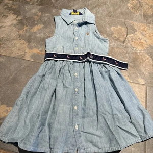Mädchen Polo Ralph Lauren Chambry Denim Gürtel Kleid Größe 4T - Bild 1 von 7