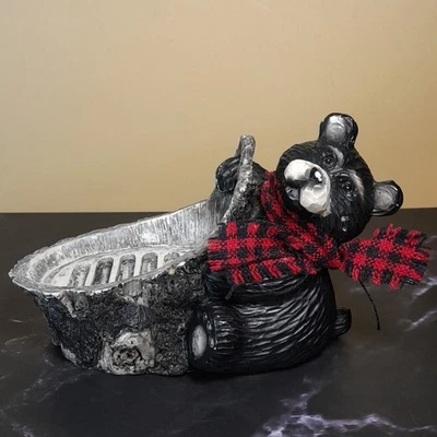 Lindo Jabonero Oso Marrón Resina Happy Lounging Condado Cabaña Baño Decoración Foto 1 de 4