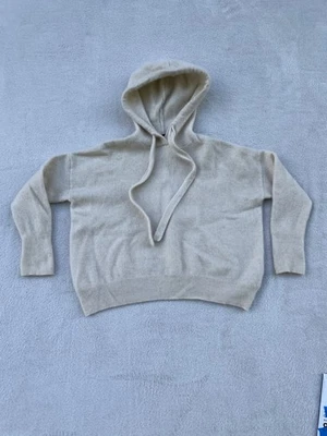 Suéter recortado 100 % cachemir Express para mujer sudadera con capucha suave marfil talla pequeña Foto 1 de 4