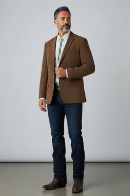 Blazer Traje Chaqueta Abrigo Deportivo Murano 46R Marrón Imitación Gamuza Para Hombre Foto 1 de 4
