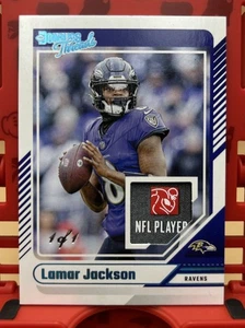 2024 Panini Donruss Lamar Jackson Blue NFL Players Patch 1/1 - Picture 1 of 9