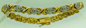 BEAUTIFUL ESTATE DIAMOND STERLING SILVER VERMEIL BRACELET, 7 & 3/8" long - Picture 1 of 4