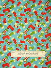Christmas Stocking Aqua Kids Holiday Cotton Fabric Happy Holidays By The Yard