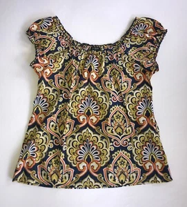 $69 J CREW On/Off Shoulder Top Blouse SUMMER READY! Festive Talavera Print XS S - Picture 1 of 10