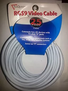 Dos - Cable de video TriQuest RG59 25' 75 ohmios conectores F atornillados - Imagen 1 de 1