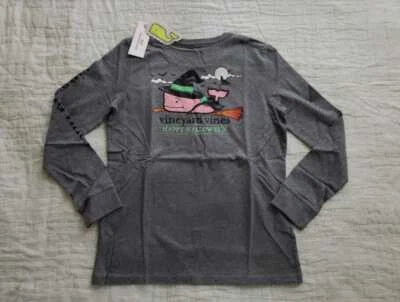 NUEVA CAMISETA DE BOLSILLO DE MANGA LARGA PARA NIÑAS L (14) VINEYARD VINES HALLOWEEN BRUJA BALLENA Foto 1 de 4