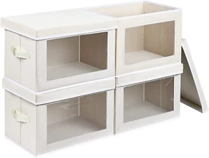 Closet Storage Bins with Lids - Large for Clothes Decorative Boxes - Picture 1 of 7