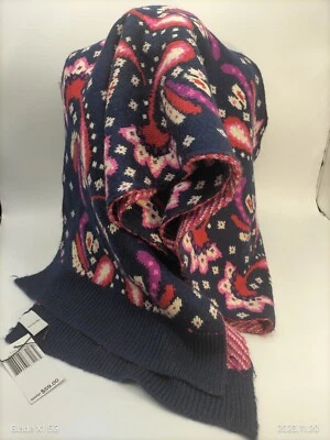 NWT VERA BRADLEY Cozy Knit Winter Warm Scarf Paisley Navy Blue Red Pink Purple - Image 1 of 4