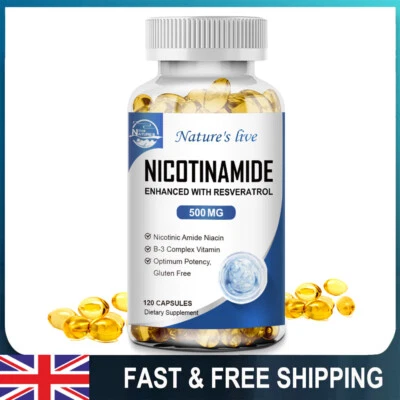 NATURE'S LIVE 120 Cápsulas NMN Nicotinamida y Resveratrol NAD+ Corazón y Antienvejecimiento Antioxidante