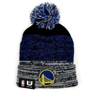 Golden State Warriors Beanie Mütze Herren Damen blau schwarz NBA Fan Ausrüstung Geschenk Bommel - Bild 1 von 7