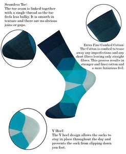 MySocks Diamante Motivo Calze Unisex Cotone Pettinato senza Cuciture Punta - Foto 1 di 6