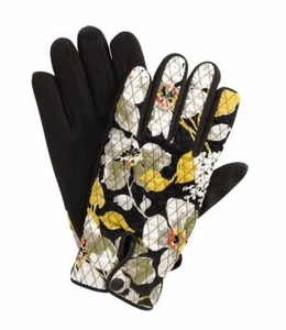 Vera Bradley Quilted Winter Gloves - Dogwood Women's Size S M S/M Black Yellow  - Picture 1 of 1