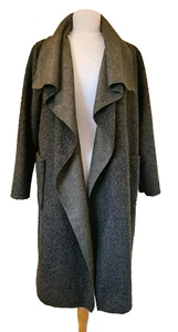 Italian Waterfall Coat Lagenlook grey wool blend Pockets One Size Plus UK 16-24 - Picture 1 of 15