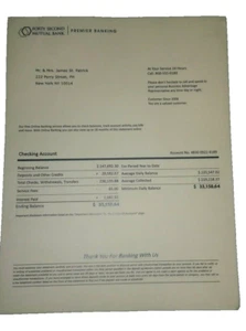 Power TV Show Requisitenproduktion gebraucht Mr & Mrs James St. Patrick Kontoauszug (A) - Bild 1 von 3
