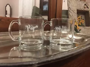 Mama & Papa Bear Etched Translucent Clear Coffee Mugs Gift NIB - Picture 1 of 4