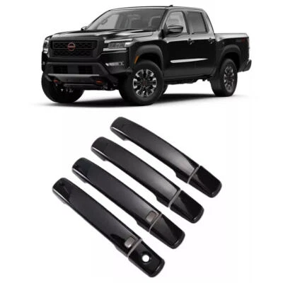 For 2022-2024 Nissan Frontier Door Handle Covers With Smartkey 4PCS GLOSS BLACK  - Image 1 of 3