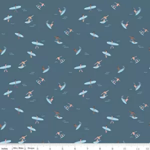 Riptide Surfs Up Swimming Cotton Fabric Denim Riley Blake By the Yard - Picture 1 of 1