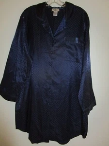 Labeaux Women's Collared 3/4 Sleeve Button-Down Dark Blue Sleep Shirt Size L - Picture 1 of 13