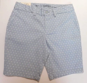 Gap Women Bermuda Khaki Shorts Blue White City Stretch Polka Dots Size 0 2 4 NEW - Picture 1 of 4