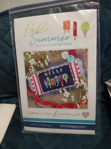 Hello Summer Pillow ~It's Sew Emma Cross Stitch Pattern ISE-443 6 7/8" X 4 7/8" - Picture 1 of 2