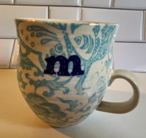ANTHROPOLOGIE ~ MONOGRAM HOMEGROWN LETTER "m" INITIAL FLORAL CERAMIC MUG - Picture 1 of 11
