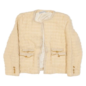 PAULA KLEIN Girls Blazer Jacket Beige Knit Wool S - Picture 1 of 6