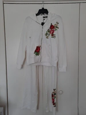 Bcbgmaxazria Y2k Sudadera con Capucha Blanco Rojo Rosa Chándal Deadstock Foto 1 de 4