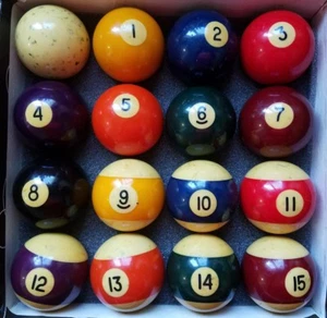 Vintage Billiard Pool Balls Size 2 1/4" Hipster cool analog in Original Box 61 - Picture 1 of 5