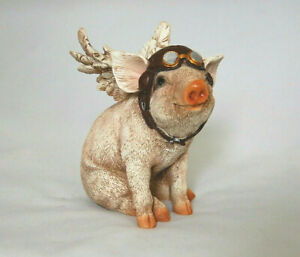 Steampunk Fantasy Figur "When Pigs Fly" , Pilotenschweinchen 16 cm hoch 