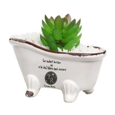 White Porcelain Petite French Country Claw Bathtub Flower Pot Planter/ Soap Dish - Image 1 of 4