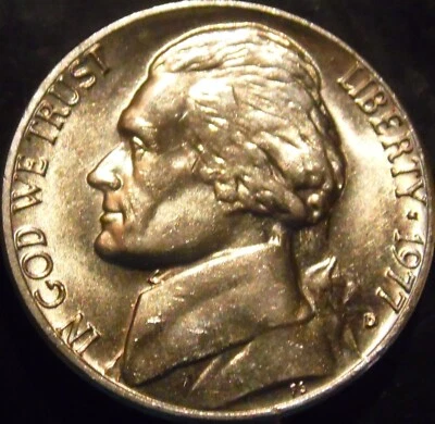 1977-D Jefferson gema de níquel BU passo completo não circulado etapas completas - Imagem 1 de 2