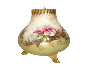 Antiguo tarro de carrito de té pintado a mano de cerámica George Jones Crescent Staffordshire - Imagen 1 de 15