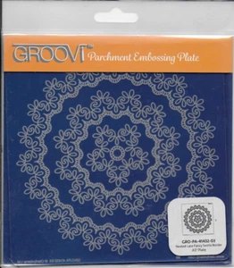 Clarity Groovi Parchment Plate A5 sq -NESTED LACE FANCY SWIRLS BORDER - Picture 1 of 1
