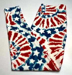 NEW LuLaRoe TC Leggings TIE DYE Line STAR SWIRL Military USA Law Patriotic Vet - Picture 1 of 4