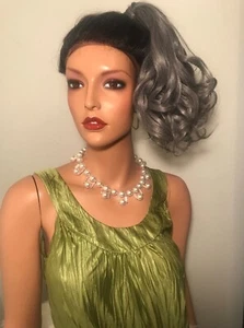 NWT Vivica Silver Ombre Up- Do Lace Front Ponytail Wig - Picture 1 of 8