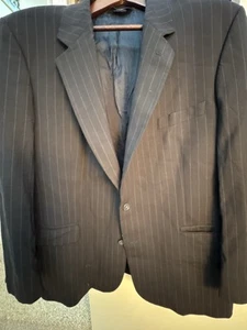 Brooks Brothers Brooksease Wool Suit 46S Black Pinstripe Trousers 36x36 - Picture 1 of 12
