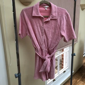 NWOT H & M PINK TOWELLING SHORT SLEEVE PLAYSUIT SIZE S SEE PHOTOS BARGAIN - Picture 1 of 12