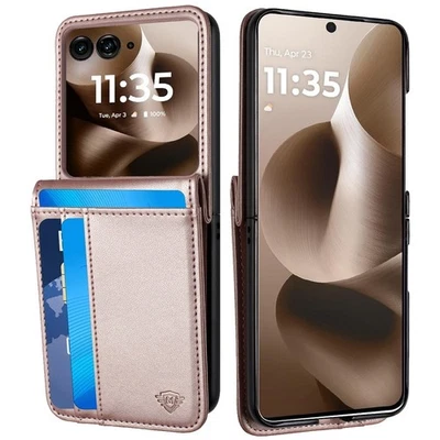 Funda para Motorola Razr 2024/+ Ultra 2025 Cuero Vegano Ranura para Tarjeta Billetera Soporte Foto 1 de 3