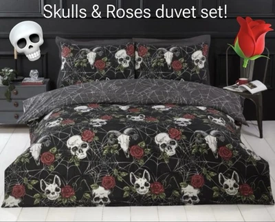 RAPPORT Halloween/Gothic ‘ Skulls & Roses’ Single Duvet Set - reversible /NON -IRON