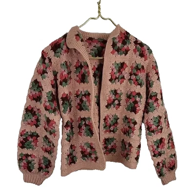 Women's Handmade Granny Square Open Knit Cardigan Size Small - Image 1 of 4
