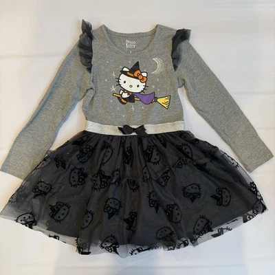 Hello Kitty Halloween Little Girls Black Tutu Dress Long Sleeve Size 5 - Image 1 of 4