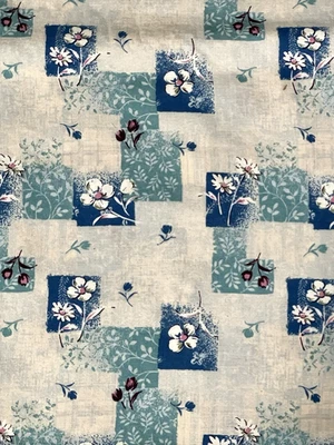 Classic Cotton 2001 Fabric Blue and White Floral Cotton 1.33 Yards x 44 In Wide - Image 1 of 4