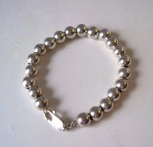 7mm Sterling Silver Beaded Ball Bracelet, 7 1/4" Long And 21 Grams Total Weight - Picture 1 of 4
