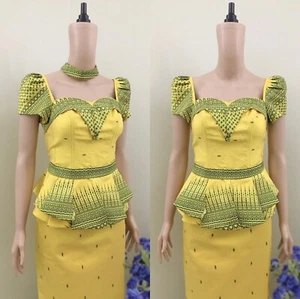 Khmer Traditional Outfit / Cambodian Clothes - 2 Pieces, Khmer Shirt & Skirt - Picture 1 of 6