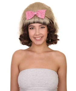 Adult Women's 15" Inch Medium Length Halloween 50's Bouffant Updo Costume Wig - Picture 1 of 9